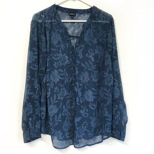 Torrid Blue Floral Sheer Blouse 2X